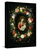 Madonna and Child Surrounded by a Garland of Flowers-Jan Brueghel the Younger-Stretched Canvas