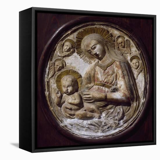 Madonna and Child, Terracotta Tondo, Villa Contarini, Piazzola Sul Brenta, Veneto, Italy-null-Framed Stretched Canvas