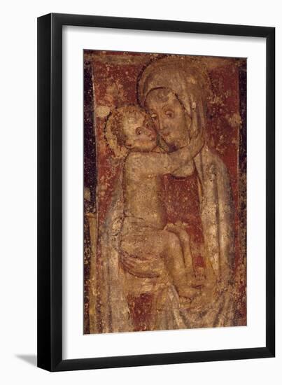 Madonna and Child, the Crypt of Saint Columban's Abbey, Bobbio, Emilia-Romagna, Detail, Italy-null-Framed Giclee Print