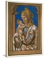 Madonna and Child under an Arch, 1508 (Woodcut, Overworked with Watercolour and Bodycolour)-Hans Burgkmair-Stretched Canvas