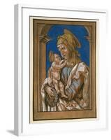 Madonna and Child under an Arch, 1508 (Woodcut, Overworked with Watercolour and Bodycolour)-Hans Burgkmair-Framed Giclee Print