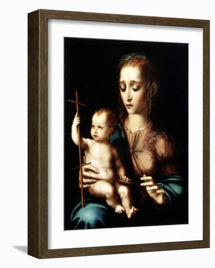 Madonna and Child with a Cross-Shaped Distaff, 1570S-Luis De morales-Framed Giclee Print