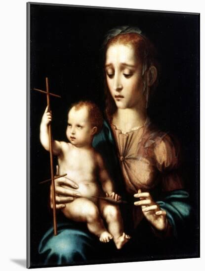 Madonna and Child with a Cross-Shaped Distaff, 1570S-Luis De morales-Mounted Giclee Print