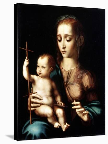 Madonna and Child with a Cross-Shaped Distaff, 1570S-Luis De morales-Stretched Canvas