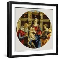 Madonna and Child with a Male Saint, Catherine of Alexandria and a Donor, c.1500-Michelangelo di Pietro Membrini-Framed Giclee Print