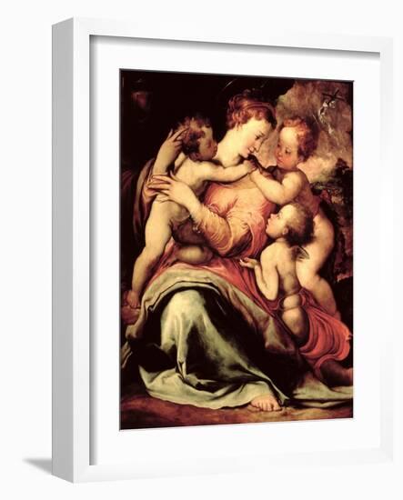 Madonna and Child with an Angel and the Infant St. John the Baptist-Francesco Salviati-Framed Giclee Print