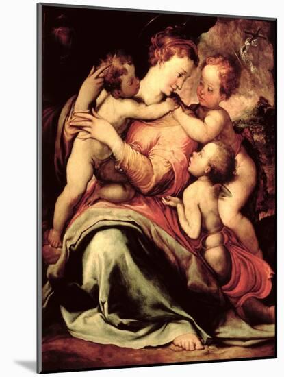 Madonna and Child with an Angel and the Infant St. John the Baptist-Francesco Salviati-Mounted Giclee Print