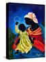 Madonna and child with crown of flowers-Patricia Brintle-Stretched Canvas