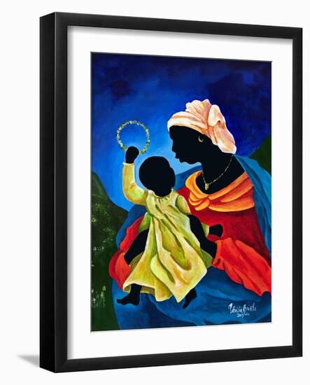Madonna and child with crown of flowers-Patricia Brintle-Framed Giclee Print