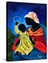 Madonna and child with crown of flowers-Patricia Brintle-Stretched Canvas