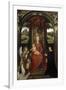 Madonna and Child with Donors and an Angel by Hans Memling-null-Framed Premium Photographic Print