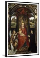 Madonna and Child with Donors and an Angel by Hans Memling-null-Framed Premium Photographic Print