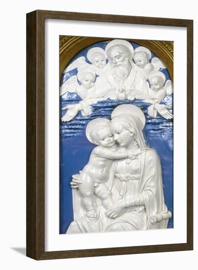 Madonna and Child with God the Father and Cherubim, 1480-90-Andrea Della Robbia-Framed Giclee Print