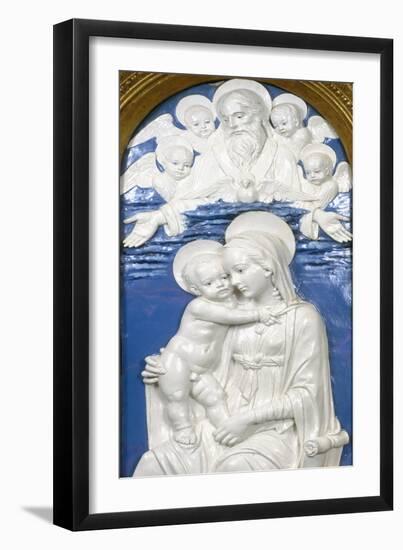 Madonna and Child with God the Father and Cherubim, 1480-90-Andrea Della Robbia-Framed Giclee Print