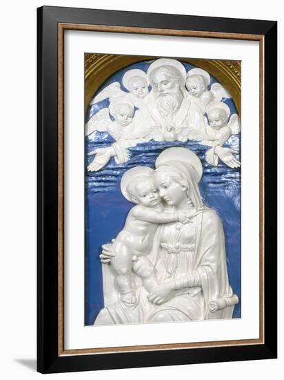 Madonna and Child with God the Father and Cherubim, 1480-90-Andrea Della Robbia-Framed Giclee Print