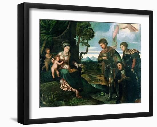 Madonna and Child with John the Baptist and Other Saints (Oil on Poplar Wood)-Dosso Dossi-Framed Giclee Print