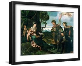 Madonna and Child with John the Baptist and Other Saints (Oil on Poplar Wood)-Dosso Dossi-Framed Giclee Print