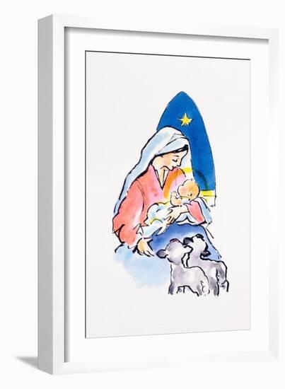 Madonna and Child with Lambs, 1996-Diane Matthes-Framed Giclee Print
