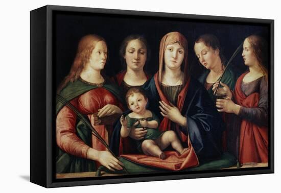 Madonna and Child with Mary Magdalen, Saint Catherine and Two Saints, 1504-Alvise Vivarini-Framed Stretched Canvas