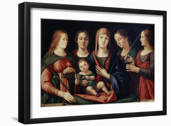 Madonna and Child with Mary Magdalen, Saint Catherine and Two Saints, 1504-Alvise Vivarini-Framed Giclee Print