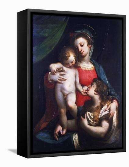 Madonna and Child with Mary Magdalene-Luca Cambiaso-Framed Stretched Canvas