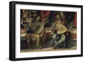 Madonna and Child with Saint Andre-Bartolomeo Montagna-Framed Giclee Print