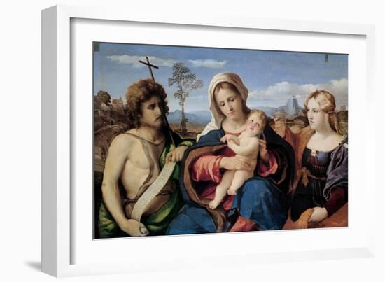 Madonna and Child with Saint John the Baptist and Mary Magdalene, 1520-1523-Jacopo Palma Il Vecchio the Elder-Framed Giclee Print