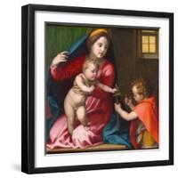 Madonna and Child with Saint John the Baptist, circa 1528 (Oil on Panel)-Andrea Del Sarto-Framed Giclee Print