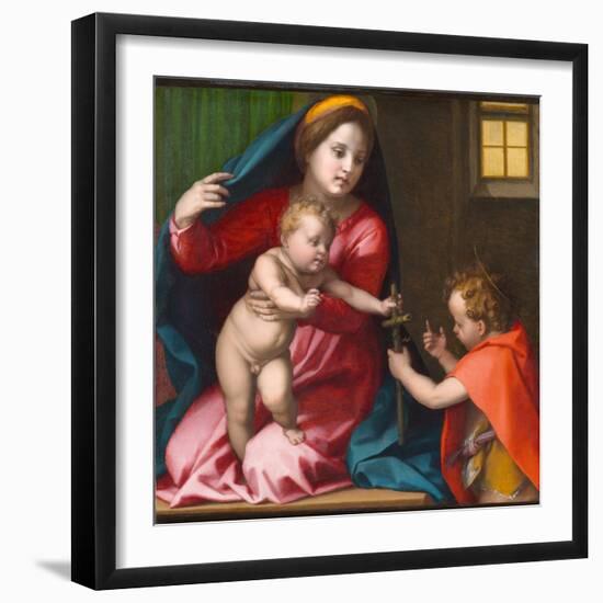 Madonna and Child with Saint John the Baptist, circa 1528 (Oil on Panel)-Andrea Del Sarto-Framed Giclee Print