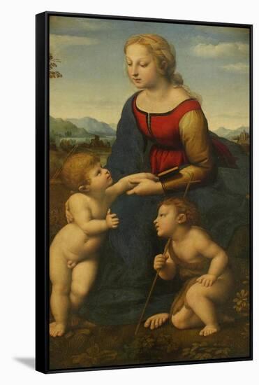 Madonna and Child with Saint John the Baptist (La Belle Jardinièr)-Raphael-Framed Stretched Canvas