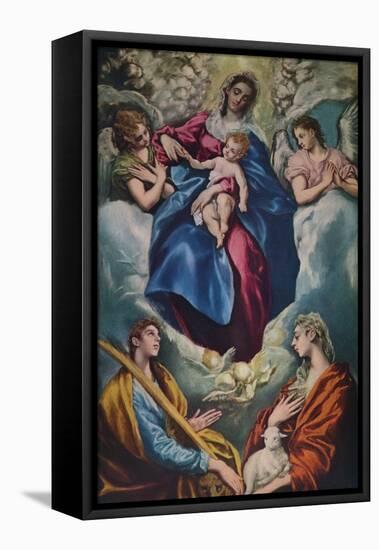 'Madonna and Child with Saint Martina and Saint Agnes', 1597-1599-El Greco-Framed Stretched Canvas