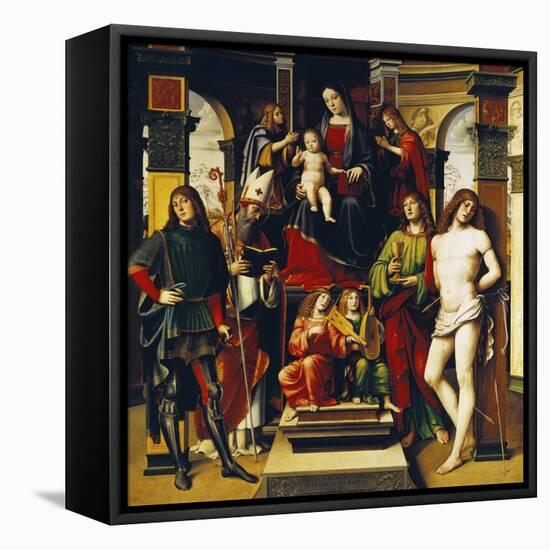Madonna and Child with Saints, 1499-null-Framed Stretched Canvas