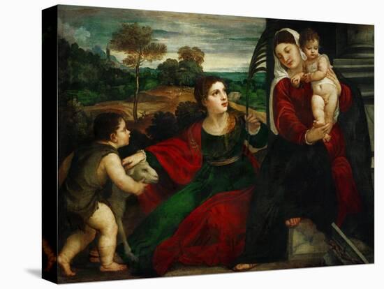 Madonna and Child with Saints Agnes and John the Baptist-Titian (Tiziano Vecelli)-Stretched Canvas