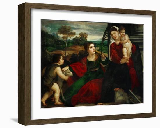 Madonna and Child with Saints Agnes and John the Baptist-Titian (Tiziano Vecelli)-Framed Giclee Print