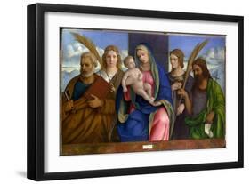 Madonna and Child with Saints. c.1500-Giovanni Bellini-Framed Giclee Print