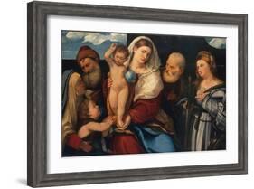 Madonna and Child with Saints, c.1520-50-Bonifacio Veronese-Framed Giclee Print