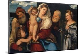 Madonna and Child with Saints, c.1520-50-Bonifacio Veronese-Mounted Giclee Print