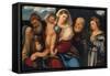 Madonna and Child with Saints, c.1520-50-Bonifacio Veronese-Framed Stretched Canvas