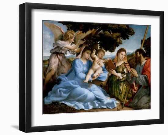 Madonna and Child with Saints Catherine and James the Great, 1527-1533-Lorenzo Lotto-Framed Giclee Print