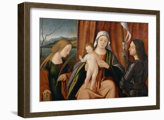 Madonna and Child with Saints Catherine of Alexandria and Either George or Liberale-Vittore Carpaccio-Framed Giclee Print