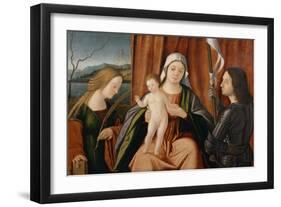 Madonna and Child with Saints Catherine of Alexandria and Either George or Liberale-Vittore Carpaccio-Framed Giclee Print