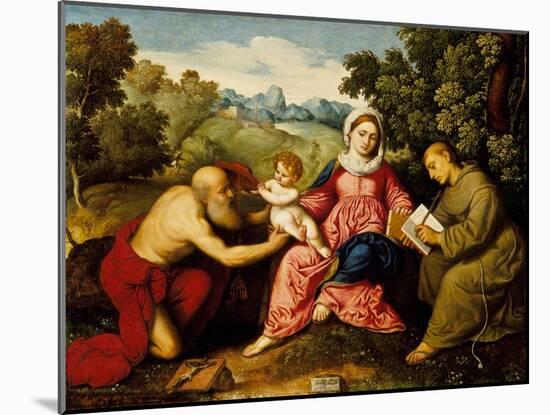 Madonna and child with Saints Jerome and Francis, c.1525-Paris Bordone-Mounted Giclee Print