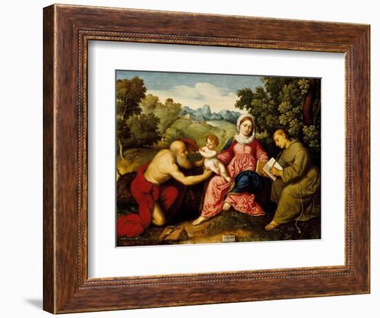 Madonna and child with Saints Jerome and Francis, c.1525-Paris Bordone-Framed Giclee Print