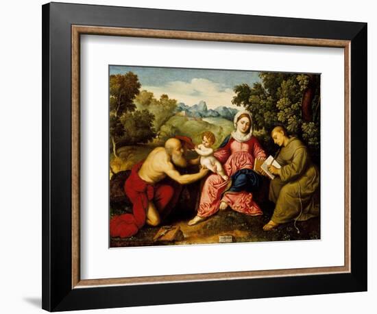 Madonna and child with Saints Jerome and Francis, c.1525-Paris Bordone-Framed Giclee Print