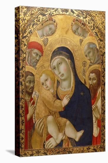 Madonna and Child with Saints Jerome, John the Baptist, Bernardino and Bartholomew, Ca 1450-1475-Sano di Pietro-Stretched Canvas