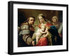 Madonna and Child with Saints John, Anna and Rocco, circa 1785-Gaetano Gandolfi-Framed Giclee Print