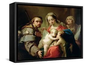 Madonna and Child with Saints John, Anna and Rocco, circa 1785-Gaetano Gandolfi-Framed Stretched Canvas