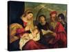 Madonna and Child with Ss. Stephen, Jerome and Maurice-Titian (Tiziano Vecelli)-Stretched Canvas