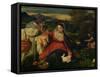 Madonna and Child with St. Catherine (The Virgin of the Rabbit) circa 1530-Titian (Tiziano Vecelli)-Framed Stretched Canvas