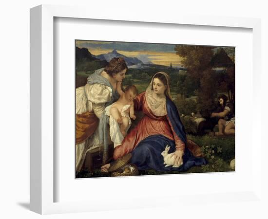 Madonna and Child with St. Catherine, (The Virgin with the Rabbit)-Titian (Tiziano Vecelli)-Framed Art Print